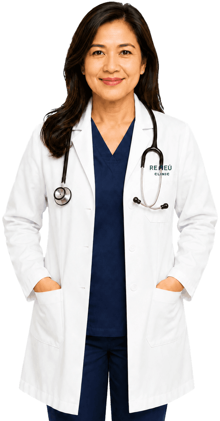 Practitioner in a white coat representing Reneú private consultation and personalized treatment planning.