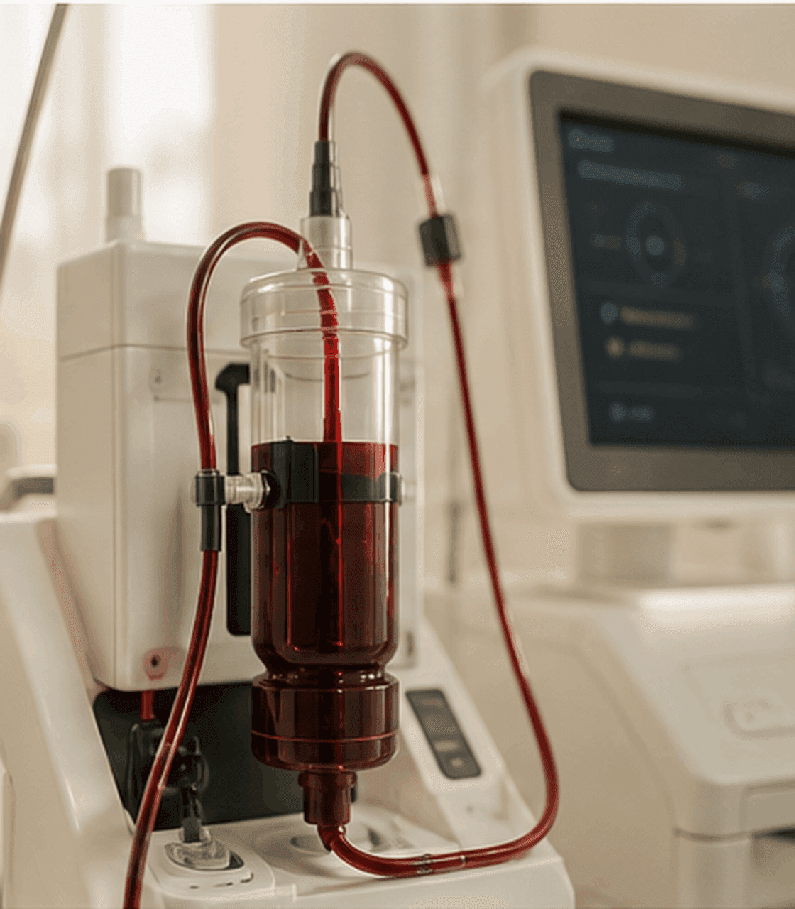 Extracorporeal blood oxygenation and ozonation equipment used for EBOO therapy.