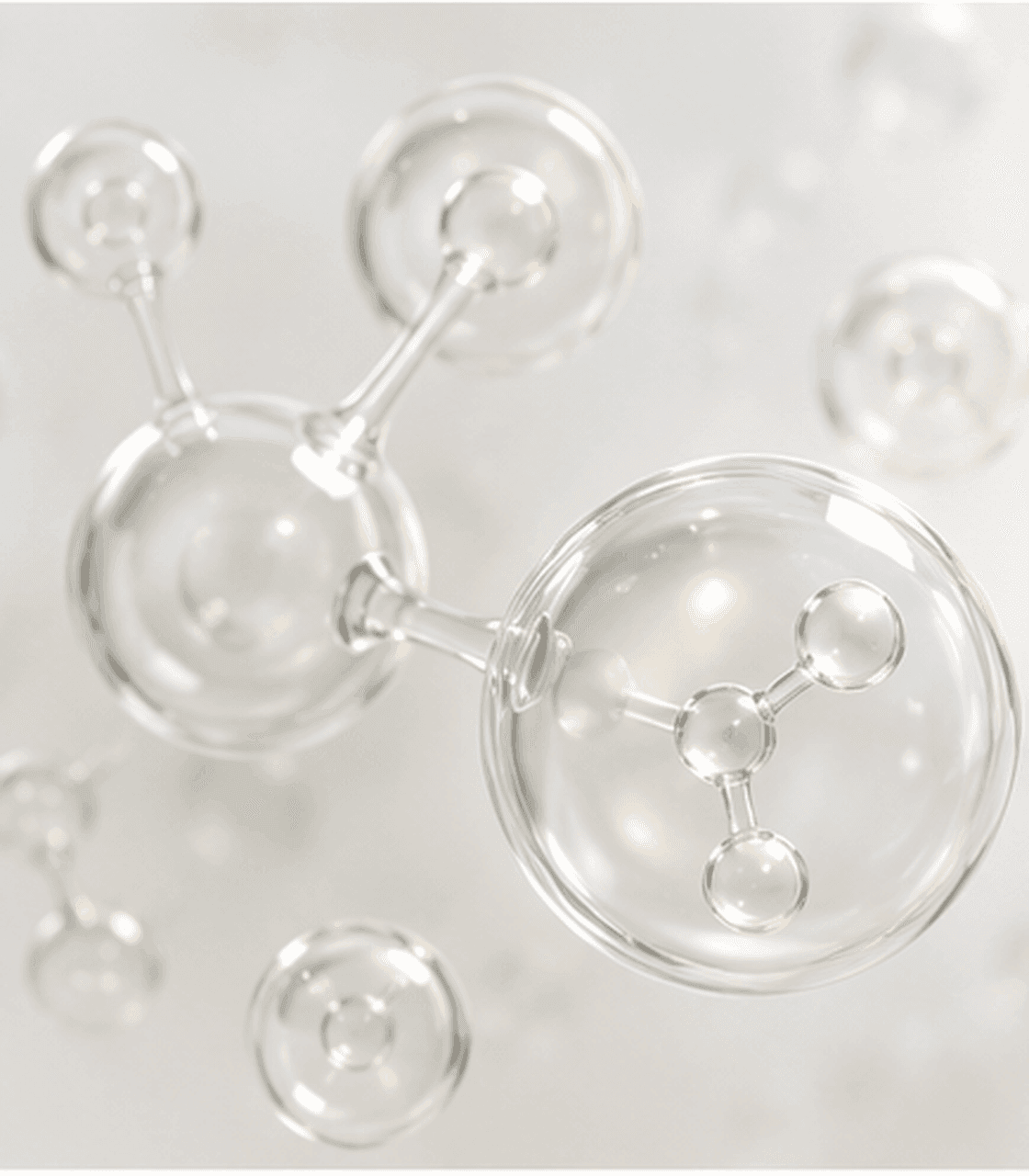 Molecular bubble imagery representing controlled oxygen-ozone wellness treatment.